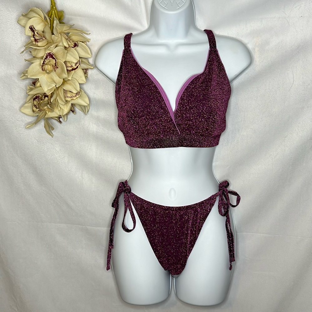 ASOS fuller bust bikini set in pink glitter 36G-H/10